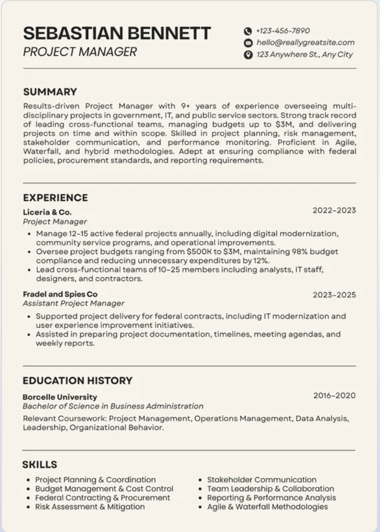 Professional Corporate Resume